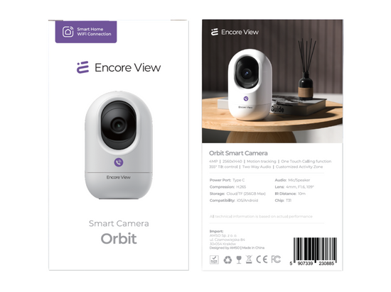 Nouvelle caméra domestique intelligente WiFi PTZ 4Mpx FHD 3x Zoom vision nocturne IR USB-C Encore View Orbit