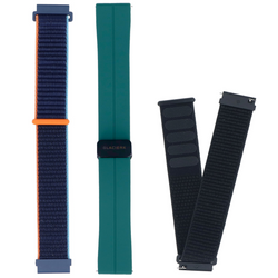 Набір ремінців для смарт-годинника GlacierX Grip Strap Nylon Black + Силіконовий магнітний затискач Forest Green + Grip Strap Nylon Ocean Blue 22mm