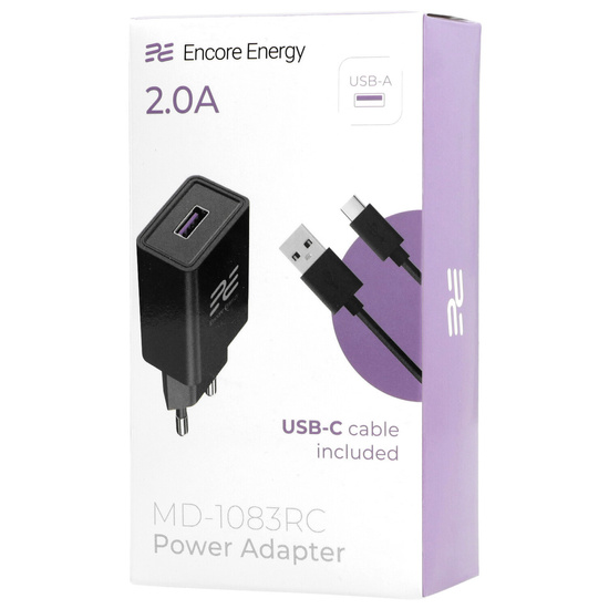 Нова мережна зарядка Encore Energy USB-A 10W + кабель USB-C універсальна зарядка MD-1083RC