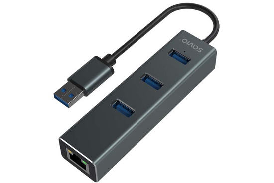 Neuer Savio Hub AK-58 3-Port USB-A 3.1 Gen 1 mit RJ-45-Adapter