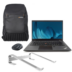 Touchscreen Lenovo ThinkPad T470s i5-6300U 8GB 480GB SSD 1920x1080 Class A- Windows 10 Home + Backpack + Stand + Mouse