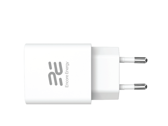 Nouveau chargeur secteur Encore Energy GaN QC PD USB-A 18W USB-C 25W MD-2583R + câble USB-A USB-C 2m