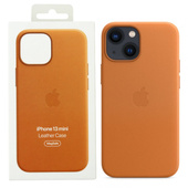 Neue originale Lederhülle für Apple iPhone 13 Mini in Goldbraun.