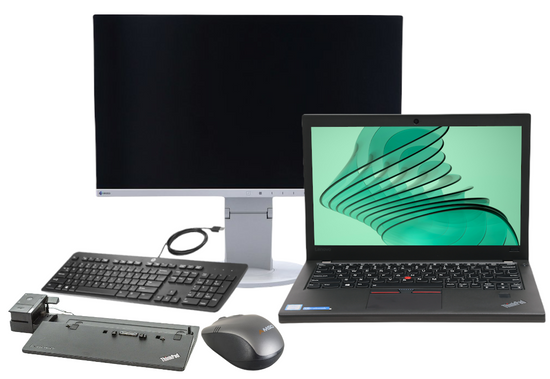 Lenovo ThinkPad X270 i5-6300U 8GB 240SSD 1366x768 Klasse A Windows 10 Home + Dock + Monitor + Tastatur + Maus + Verkabelung