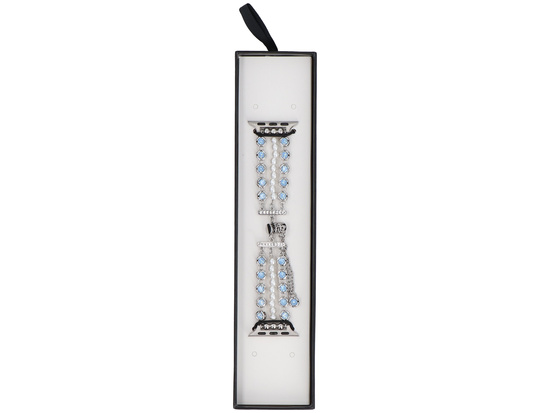 Нова браслет для смарт-годинника GlacierX Slider Clasp Triple Chain Pearl Bracelet Crystal Blue для Apple Watch 38/40/41mm Срібно-синій