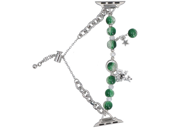 Nuovo bracciale per smartwatch GlacierX Slider Clasp Layered Charm Bracelet Verdant Silver per Apple Watch 38/40/41mm Argento-verde