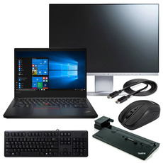 Lenovo ThinkPad T470s Laptop Set i5-6300U 8GB/240GB SSD 1920x1080 Class A - Windows 10 Home + Slim Bezel Monitor EIZO FlexScan EV2450 24" Class A + Lenovo ThinkPad Pro Docking Station + Keyboard + New Wireless Mouse + Cabling