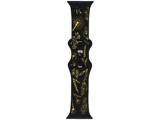 Nouveau bracelet en silicone GlacierX Wild Bloom Warm Night pour Apple Watch 38/40/41mm Noir-Jaune