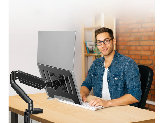Neuer Schreibtischhalter Triadyn SoloLift für Monitor oder Laptop Ergonomisch Verstellbar Drehbar TRD-BLK-1L