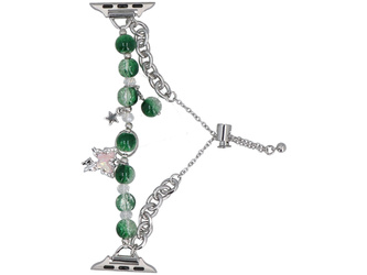 New bracelet for GlacierX Slider Clasp Layered Charm Bracelet Verdant Silver smartwatch for Apple Watch 38/40/41mm Silver-green.