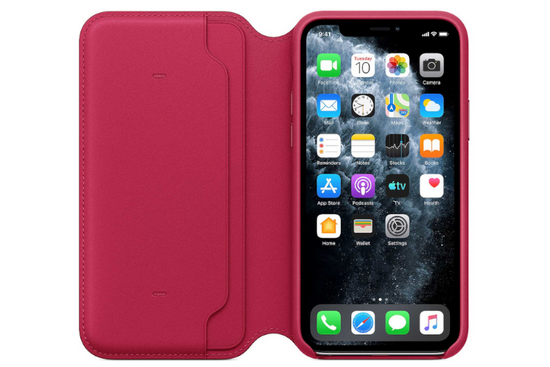 Originale Caso Apple Nuovo iPhone 11 Pro Folio in pelle Raspberry