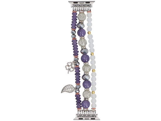 Nuovo braccialetto per smartwatch GlacierX Multi Strand Beaded Charm Bracelet Crystal Violet per Apple Watch 38/40/41mm Argento e viola
