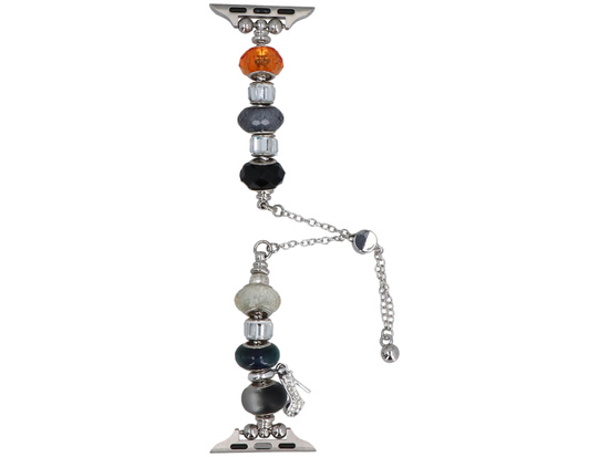 Nouvelle bracelet pour smartwatch GlacierX Slider Clasp Beaded Charm Bracelet Space Glow pour Apple Watch 38/40/41mm Argent-noir