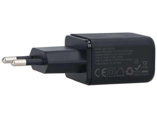 Nouveau chargeur secteur Encore Energy USB-A USB-C 12W adaptateur MD-1283R