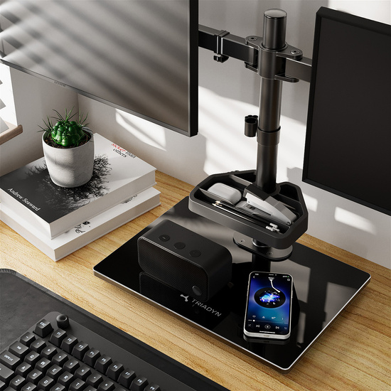 Ensemble Triadyn Support de Bureau DuoBase pour Deux Moniteurs Téléviseurs 13-27" + Support de Bureau FlexMount pour Moniteur Téléviseur Unique 13-34"