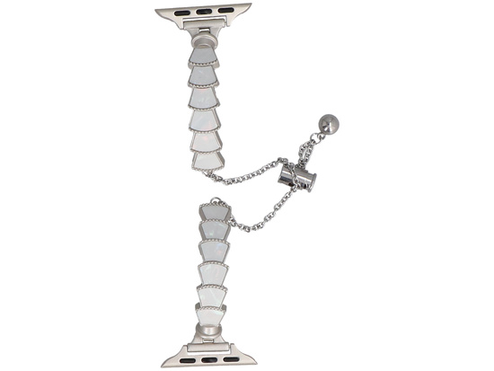 Nouveau bracelet pour smartwatch GlacierX Slider Clasp Tidal Arc Bracelet Silver Pearl pour Apple Watch 38/40/41mm Argent-Blanc