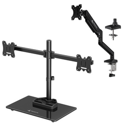 Conjunto Triadyn Soporte de Escritorio DuoBase para Dos Monitores Televisores de 13-27" + Soporte de Escritorio FlexMount para Monitor Televisor Individual de 13-34"