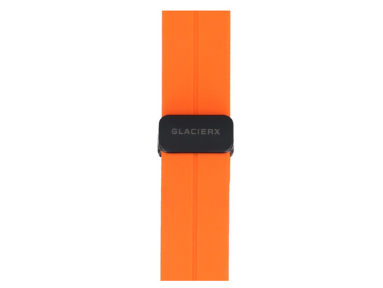 GlacierX Silicone Magnetic Wave Creamy Sky smartwatch strap set + Silicone Magnetic Buckle Vibrant Orange + Grip Strap Nylon Ocean Blue 22mm