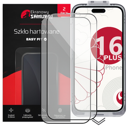Nuevo Vidrio de privacidad Ekranowy Samuraj para Apple iPhone 16 Plus con Easy Fit Frame | 2-Pack
