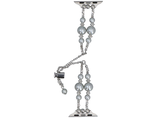 New bracelet for the GlacierX Slider Clasp Double Chain Pearl Bracelet Lunar Shine smartwatch for Apple Watch 38/40/41mm Silver