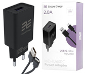 Nová síťová nabíječka Encore Energy USB-A 10W + kabel USB-C univerzální nabíječka MD-1083RC