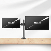 Nový Stolní Držák Triadyn DuoClamp na Dva Monitory Televize 17-32" Ergonomický Nastavitelný Otočný TRD-BLK-2ST-17"-32"