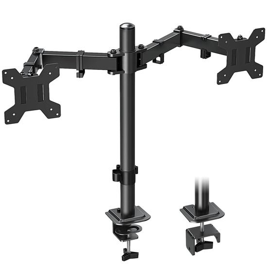New Triadyn DuoClamp Desk Mount for Two Monitors TVs 17-32" Ergonomic Adjustable Rotating TRD-BLK-2ST-17"-32"