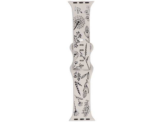 Nueva correa para smartwatch GlacierX Silicone Wild Bloom Dust White para Apple Watch 38/40/41mm Crema-Negro