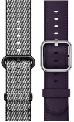 Original Apple Watch Classic Buckle Aubergine + Woven Nylon Black 42/44/45/49 mm Strap