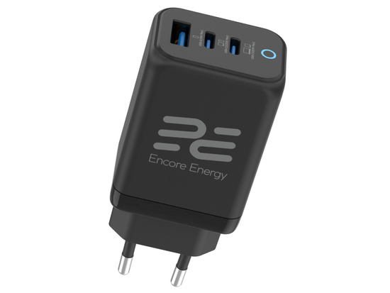 Нова мережна зарядка GaN 65W USB-A + 2x USB-C QC PPS PD Encore Energy MD-6583RA