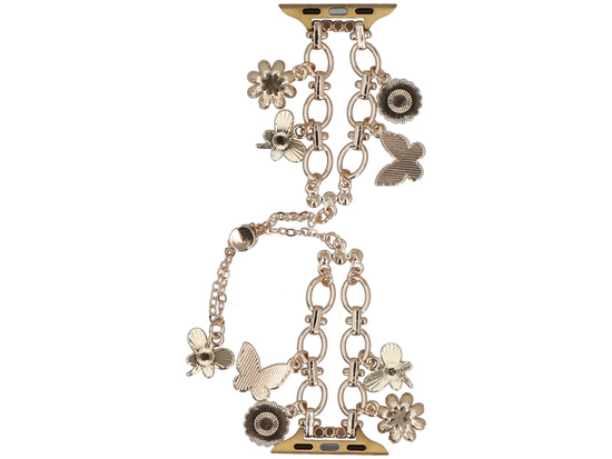 Nueva pulsera para smartwatch GlacierX Slider Clasp Double Chain Princess Bracelet Gold para Apple Watch 38/40/41mm Dorada