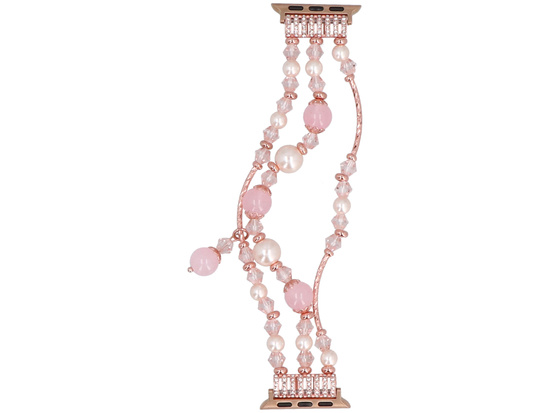 New GlacierX Triple Strand Beaded Charm Bracelet Rose Pearl for Apple Watch 38/40/41mm Pink