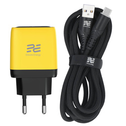 New Encore Energy GaN QC PD USB-A 18W USB-C 45W MD-4583RD wall charger + USB-A to USB-C cable 2m