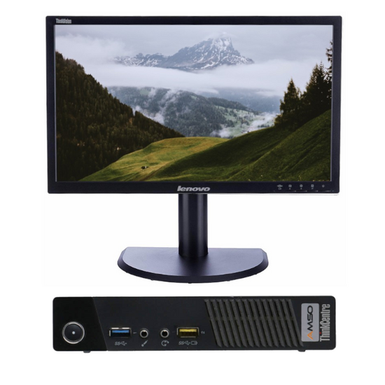 Lenovo ThinkCentre M93p Tiny USFF i5-4590T 4x2.0GHz 8GB 240GB SSD Windows 10 Home +Lenovo LT2323p +cabling