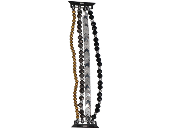 Nueva pulsera para smartwatch GlacierX Multi Strand Beaded Bracelet Onyx Gold para Apple Watch 38/40/41mm Plata-negro-dorado
