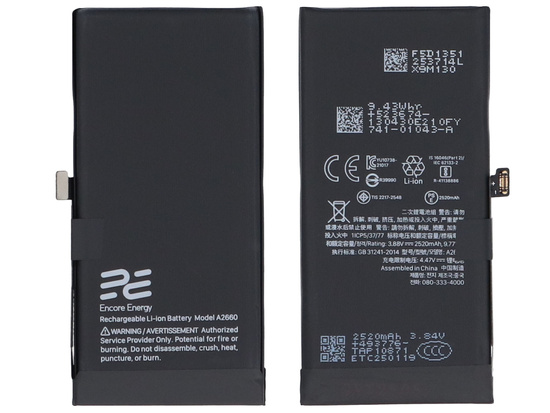 Nueva batería Encore Energy para Apple iPhone 13 Mini 616-00814 9,77Wh 3.88V 2520mAh A2680