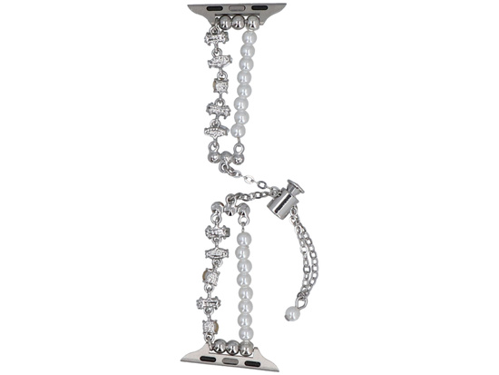 Nouvelle bracelet pour smartwatch GlacierX Slider Clasp Double Chain Bracelet Crystal Green pour Apple Watch 38/40/41mm Argent-vert