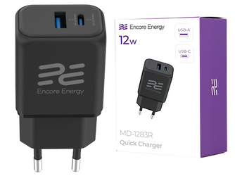 Нова мережна зарядка Encore Energy USB-A USB-C 12W адаптер MD-1283R