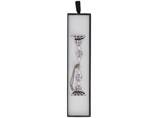 Нова браслет для смарт-годинника GlacierX Slider Clasp Clover Motif Bracelet Crystal Pink для Apple Watch 38/40/41mm Срібно-рожевий