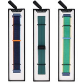Set di cinturini per smartwatch GlacierX Grip Strap Crayon Green + Fibbia Magnetica in Silicone Forest Green + Grip Strap Nylon Ocean Blue 22mm