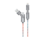 Neues beleuchtetes Encore Energy 4in1 USB-C USB-A Lightning Kabel QC PD 3A 60W zum Laden und Datentransfer 100 cm EE133