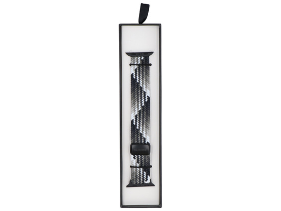 Nuovo cinturino GlacierX con fibbia magnetica intrecciata Ebony Mosaic per Apple Watch 42/44/45/49mm Ombre bianco e nero