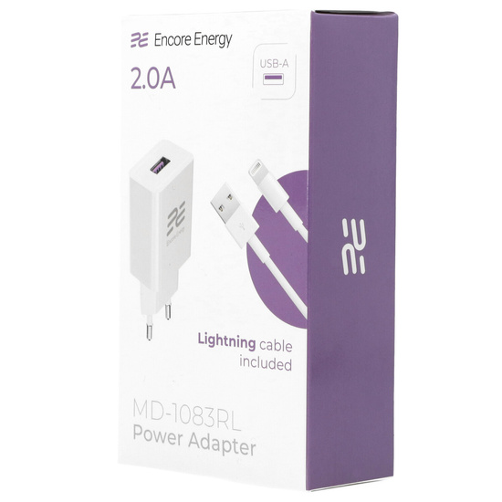 Нова мережна зарядка Encore Energy USB-A 10W + кабель Lightning універсальна зарядка MD-1083RL