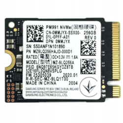 Твердотільний накопичувач Samsung PM991 SSD 256 ГБ NVMe M.2 2230 PCIe