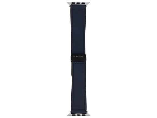 Nuovo cinturino GlacierX Leather Magnetic Buckle Blu Notte per Apple Watch 42/44/45/49mm Blu.
