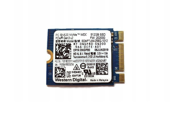 Western Digital SN520 512GB SSD SDAPTUW-512G-1012 NVMe M.2 2230 PCI-E disk