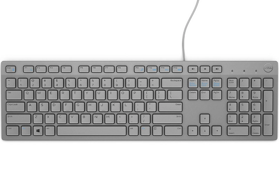 New Dell QuietKey KB216 Wired Keyboard Gray OEM Stickers