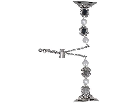 Nový náramek na smartwatch GlacierX Slider Clasp Clover Motif Bracelet Crystal Pink pro Apple Watch 38/40/41mm Stříbrno-růžový