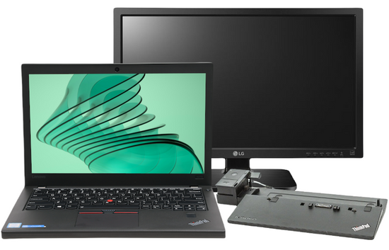 Lenovo ThinkPad X270 i5-6300U 8GB 240SSD 1366x768 Class A Windows 10 Home + dokovací stanice + monitor + kabeláž