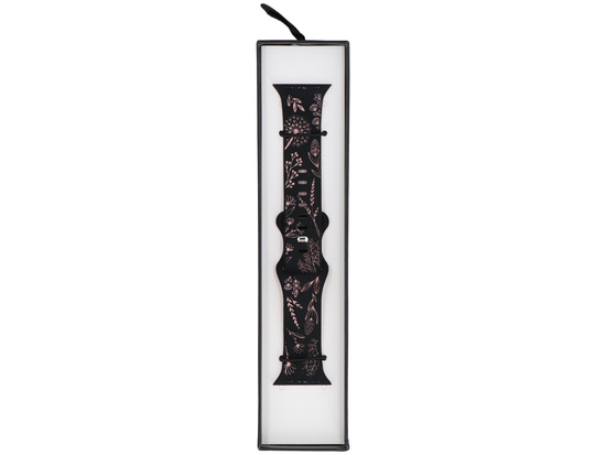 Nouveau bracelet pour smartwatch GlacierX Silicone Wild Bloom Dusky Rose pour Apple Watch 38/40/41mm Noir-Rose.